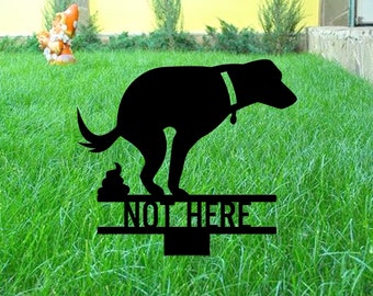 No Pooping Dog Garden Stake, Stainless Steel Lawn Sign