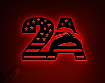 2nd Amendment Metal Sign, American Eagle LED USA Flag Wall Art