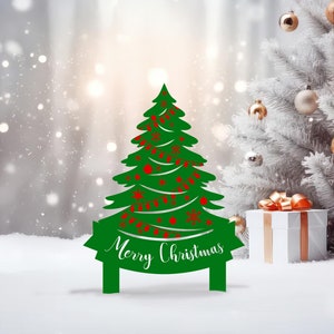 Christmas Tree Metal Yard Stake, Christmas Metal Sign, Merry Christmas Sign, Christmas Ornaments, Outdoor Metal Sign, Christmas Decor