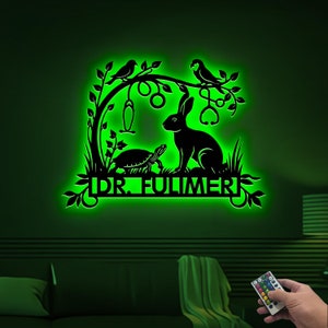 Veterinary Metal Sign Led Light, Personalized Vet Gift, Exotic Pets Veterinary Sign, Veterinary Gift, Veterinary Art, Gift For Veterinarian
