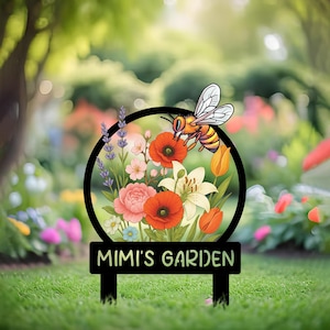 Personalized Bee Garden Stake, Mother's Day Gift, Stainless Steel