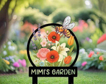 Personalized Bee Garden Stake, Mother's Day Gift, Stainless Steel