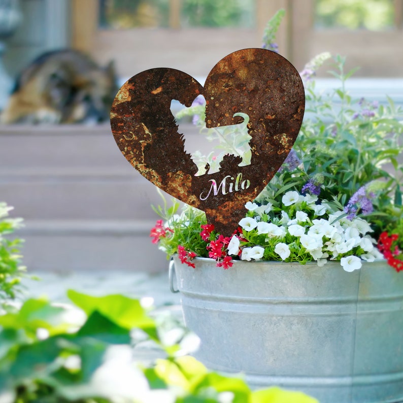 Custom Yorkshire Terrier Dog Garden Stake, Rustic Metal Memorial image 6