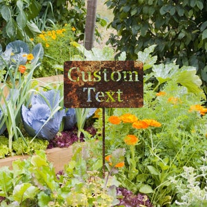 Custom Rustic Metal Garden Sign, Weatherproof Yard Stake - Etsy