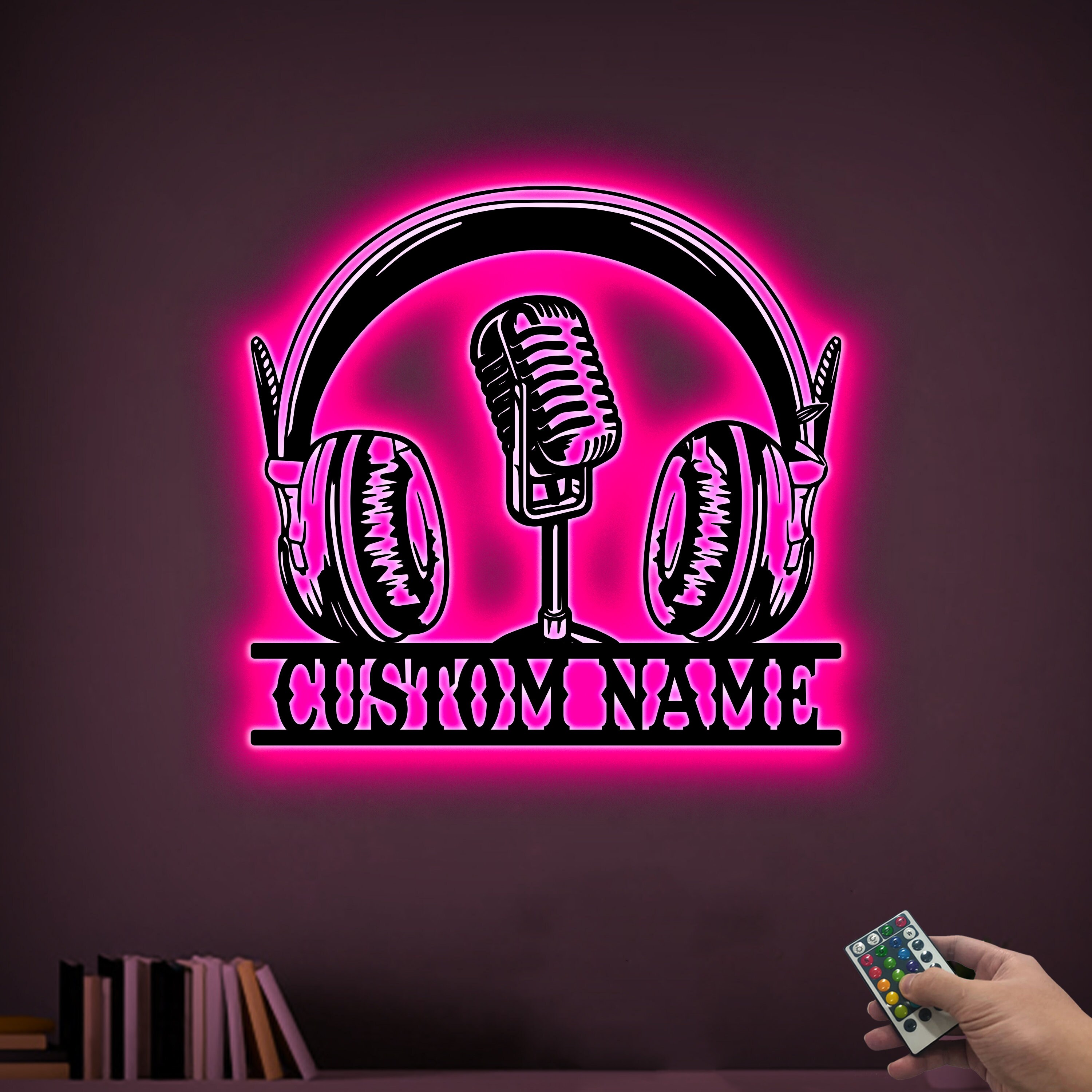 Custom Microphone and Headphones Metal Sign With LED Lights Etsy
