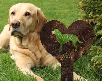 Labrador Retriever Dog Garden Sign, Rustic Metal Dog Garden Stake, Dog Grave Marker, Dog Memorial Gift, Outdoor Home Decor, Metal Yard Art