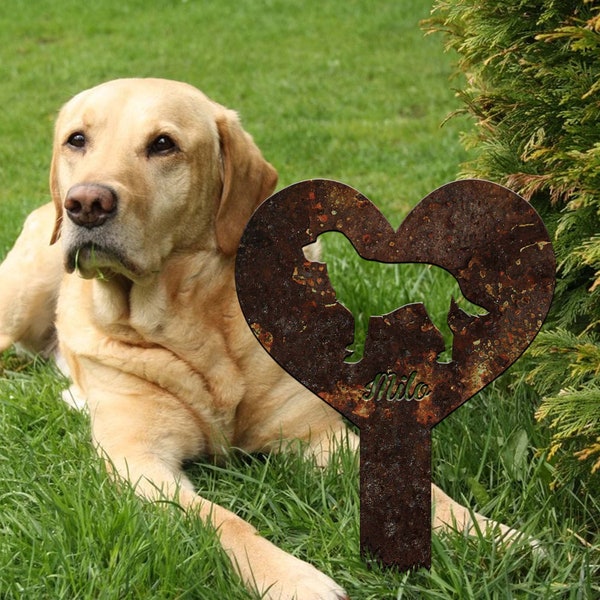 Labrador Retriever Dog Garden Sign, Rustic Metal Dog Garden Stake, Dog Grave Marker, Dog Memorial Gift, Outdoor Home Decor, Metal Yard Art