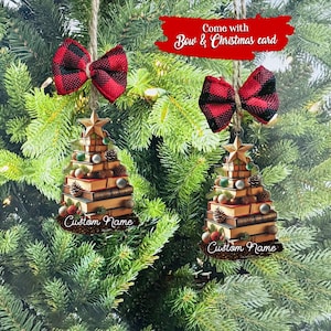 Custom Name Book Ornament, Christmas Book Tree Name Ornament, Book Lover Gift, Bookworm Gifts, Book Christmas Tree 2024, Christmas Gift