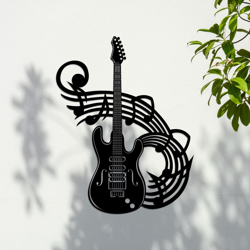 Guitar Metal Wall Art With LED Lights Acoustic Guitar Sign Etsy