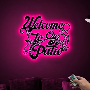 Welcome To Our Patio Sign with Led Light, Deck Welcome Sign, Balcony Welcome Sign, Metal Deck Sign, Metal Patio Sign, Balcony Home Decor