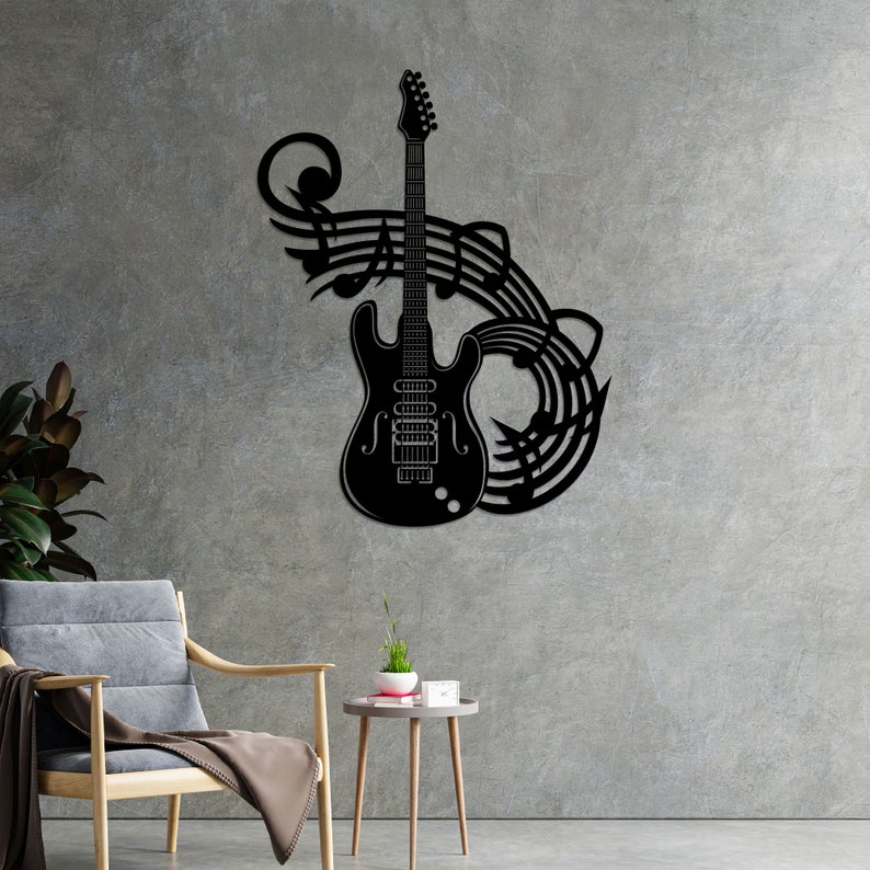 Guitar Metal Wall Art With LED Lights Acoustic Guitar Sign Etsy