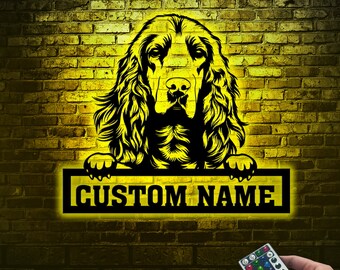 Cocker Spaniel Metal Wall Art, Custom LED Dog Sign