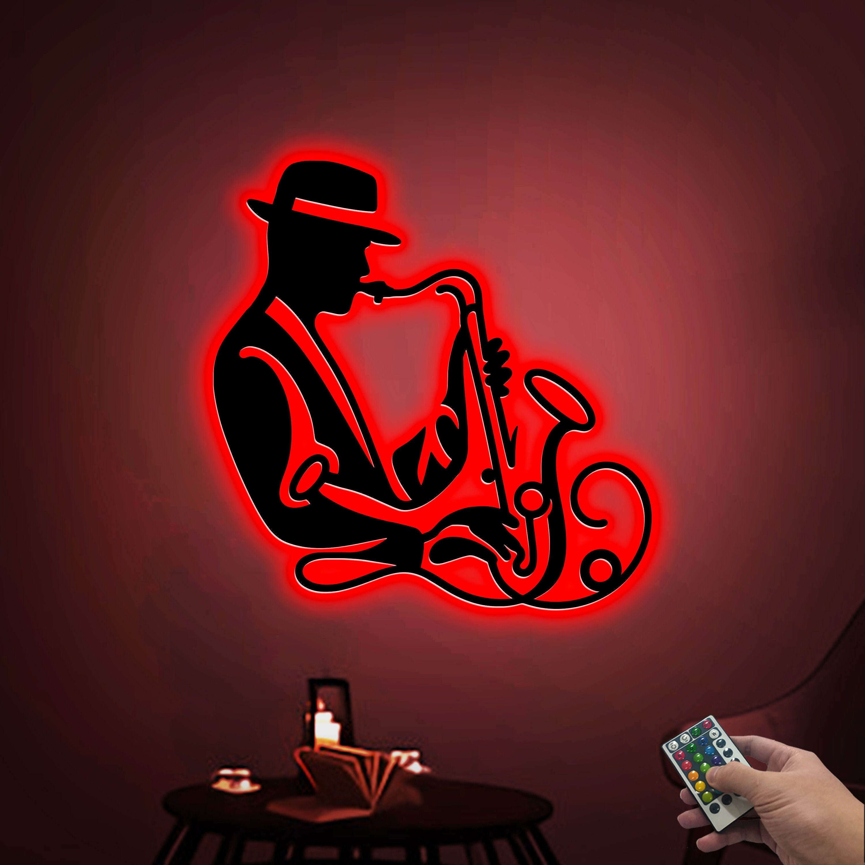今ならほぼ即納！ Metal Saxophone Sign Jazz Lights, Led With Art Wall Player アート・デザイン・音楽