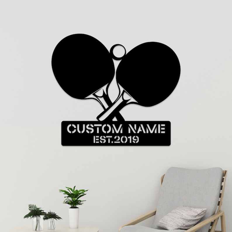 Custom Ping Pong Paddle Metal LED Sign, Game Room Decor image 10