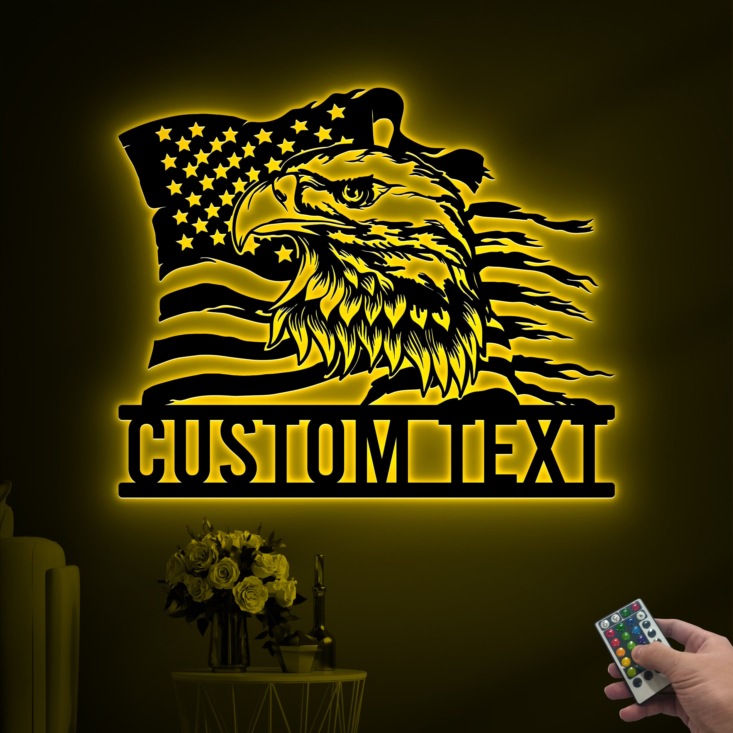 American Eagle Metal Wall Art LED Lights Custom 4th of July Etsy