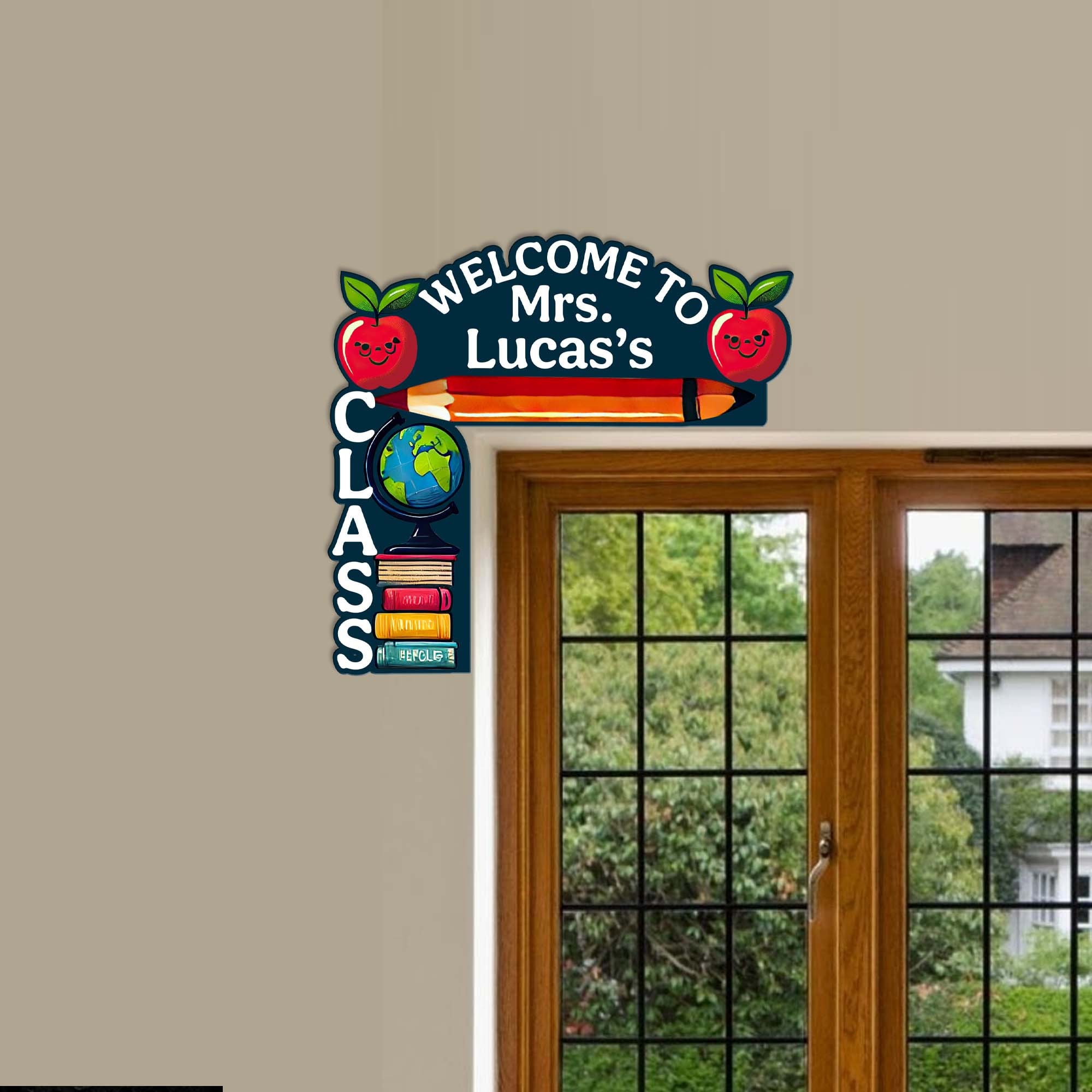 Personalized Teacher Name Door Corner Sign, Teacher Welcome Sign, Custom Teacher Appreciation Gift, Back To School Gift, Teacher Door Decor