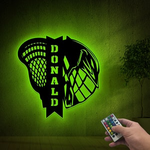 Custom Lacrosse Metal Sign with LED Light, Lacrosse Sport Sign, Lacrosse Lover Gift, Game Room Decor, Unique Gift, Lacrosse Stick Home Decor