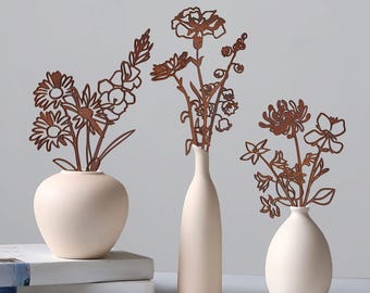 Rusty Metal Flowers Wildflower Bouquet, Rusty Bouquet Set, Mother's Day Gift, Rusty Garden Art Wildflowers Stake, Gift For Mom, Garden Decor
