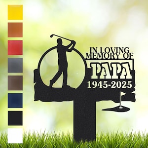 Personalized Golfer Memorial Stake, Father&#39;s Day Remembrance Gift, Golfing Cemetery Stake, Loss of Dad Husband, In Loving Memory