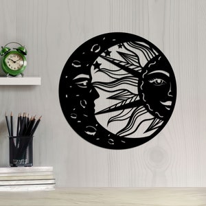 Sun and Moon Metal Wall Art With LED Lights, Celestial Decor - Etsy