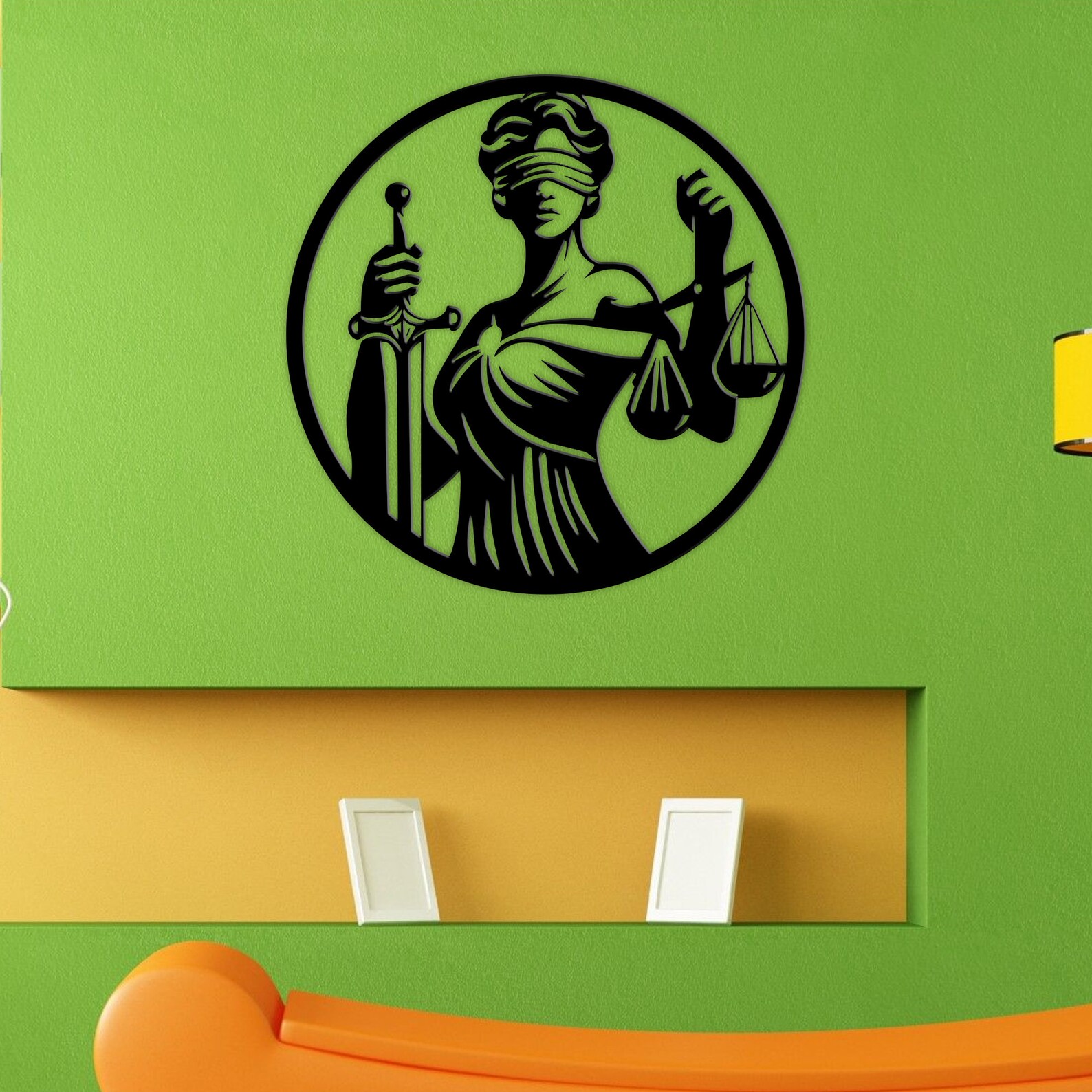 Lady Justice Metal Wall Art With LED Lights, Law Office Decor - Etsy