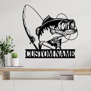 Custom Largemouth Bass Fish Metal Sign Led Lights, Bass Fishing Name Sign, Fish Pole Decor, Lake House Fishing Wall Art, Fishing Dad Gift image 10