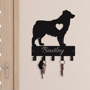 Custom Dog Key Holder for Wall, Australian Shepherd Dog, Metal Key Rack ...
