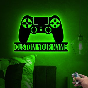 Custom Game Controller Metal Sign Wall Art with LED Lights, Game Room Decor, Game Console, Kids Room Decor, Wall Hanging, Gift for Gamer
