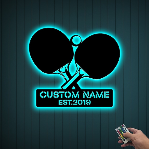 Custom Ping Pong Paddle Metal LED Sign, Game Room Decor