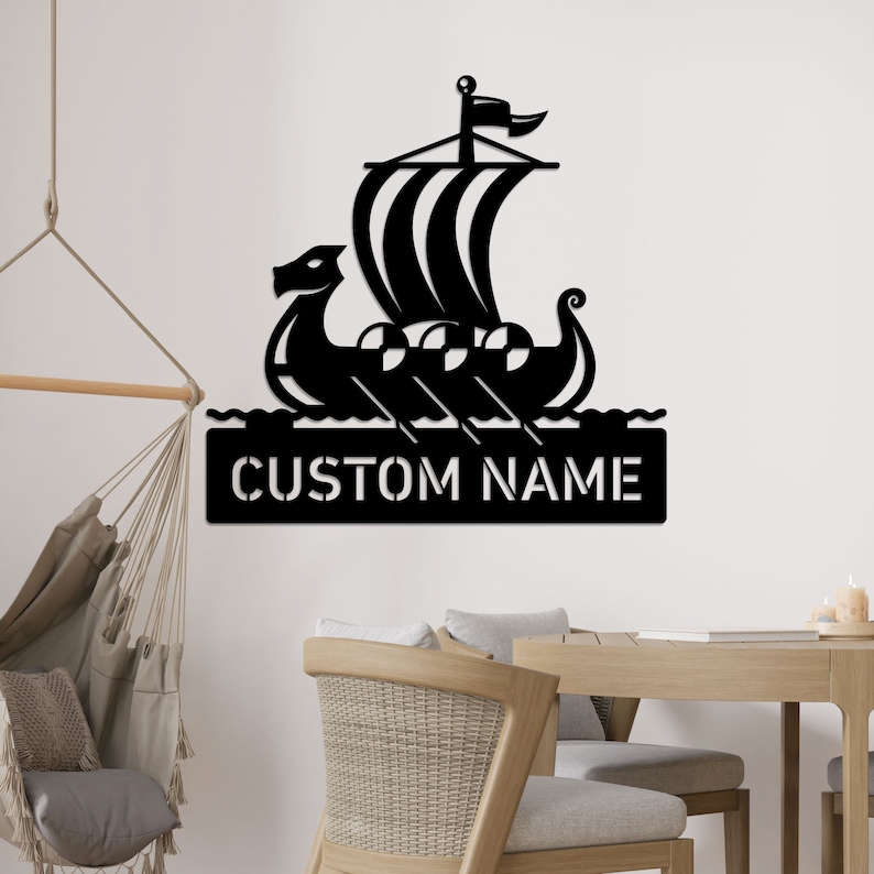 Custom Viking Ship Metal Wall Art With LED Lights Viking Wall Etsy