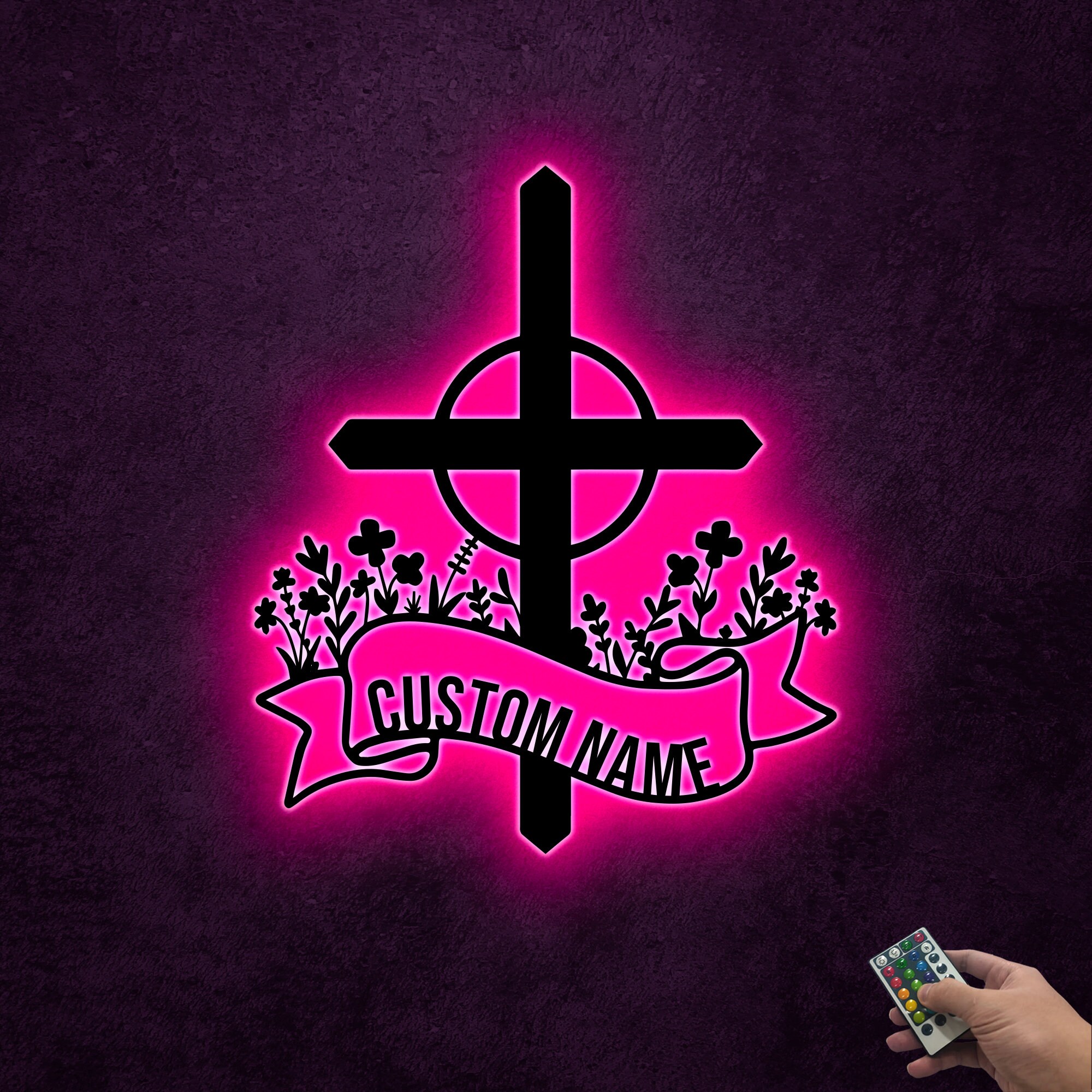 Custom Blessed Cross Metal Sign, LED Light, Religious Wall Decor - Etsy