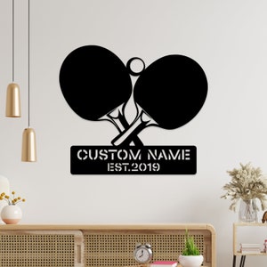 Custom Ping Pong Paddle Metal LED Sign, Game Room Decor image 6