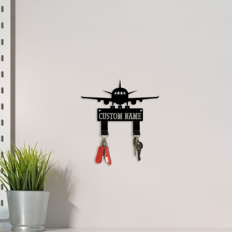 Custom Airplane Metal Key Holder, Pilot Name Sign, Metal Coat Rack ...