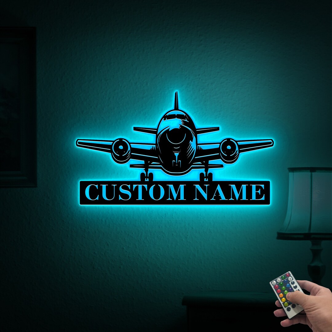 Remote Control Airplane Sign Custom Airplane Metal Sign With Led Light, Hangar Wall Art, Pilot Gifts ...