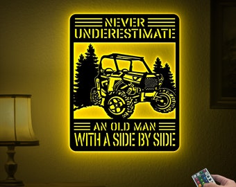 UTV Metal Wall Art, LED Light Sign, Cabin Decor
