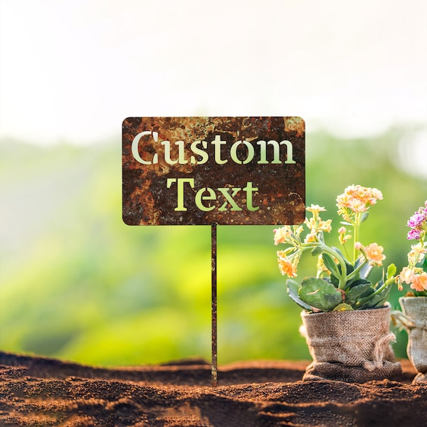 Custom Garden Sign, Rustic Metal Garden Stake, Yard Stake, Metal Yard Art, Rusty Welcome Sign, Address Plaque, Outdoor Sign Garden Decor