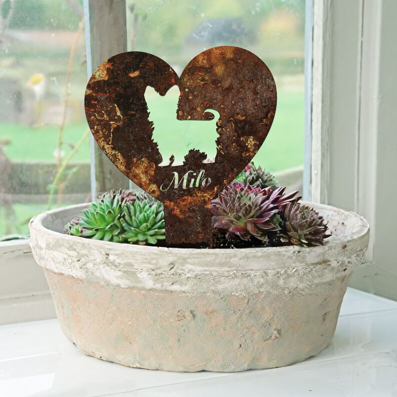 Custom Yorkshire Terrier Dog Garden Stake, Rustic Metal Memorial image 7