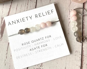 Crystal Stone Bead Adjustable Bracelets | Anxiety Relief | Clarity| Strength | Teacher | Positivity & Joy | Hope