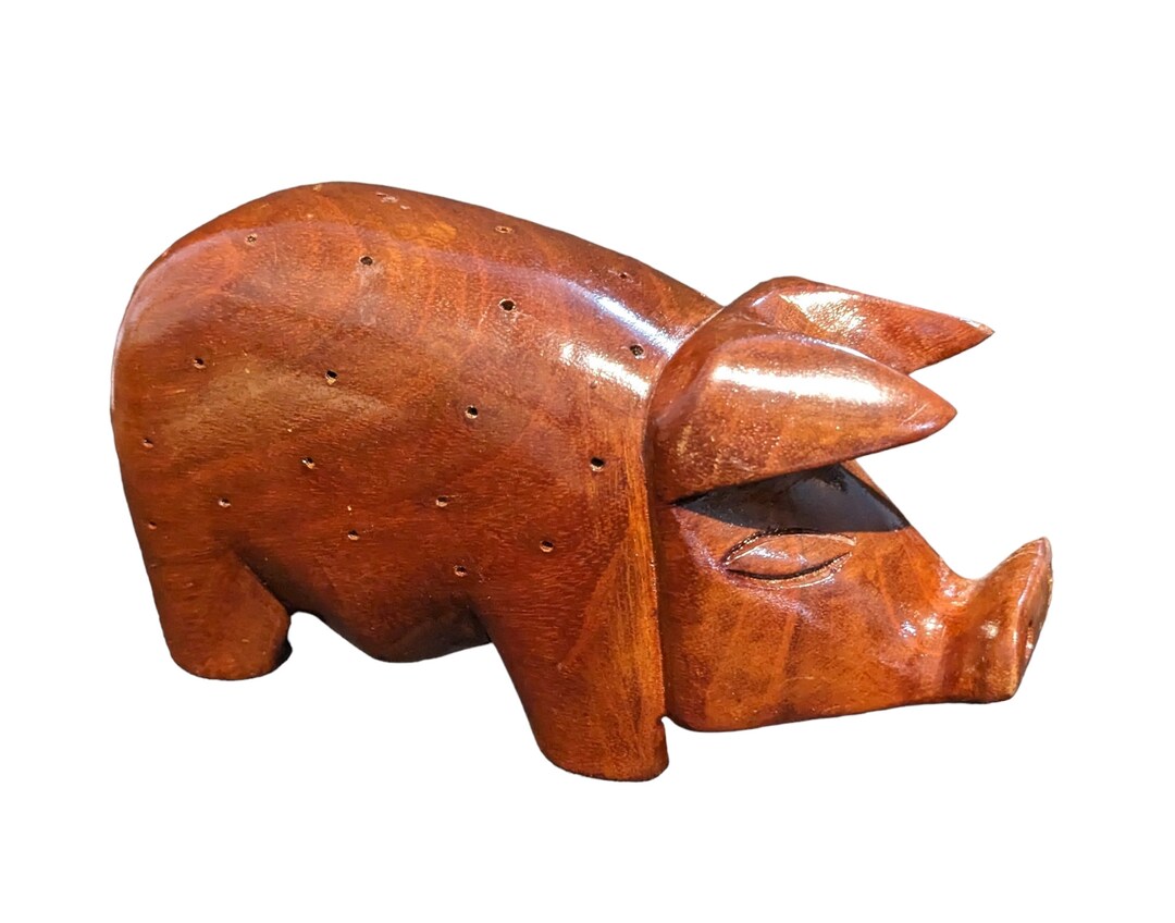 Wooden Pig Hors D'oeuvre Holder Vintage Etsy