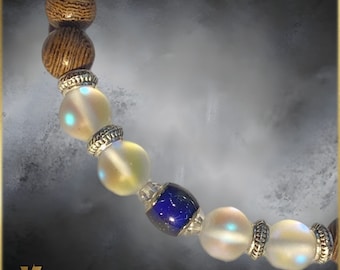 8mm Wenge Wood, Lapis Lazuli & Aurora Mood Bracelet | 3 Styles
