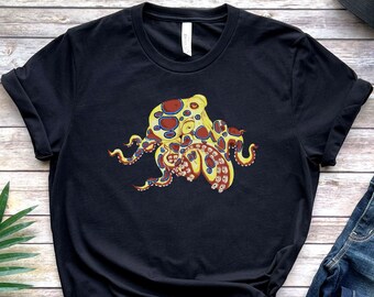 Cool Blue Octopus Top, Angry Octopus T-Shirt, Marine Biology Teacher Shirt, Moody Octopus Gift, Kraken Tee, Squid Graphic Tshirt