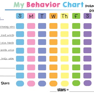 Behavior Chart For Kids | Behavior Chart | Behavior Reward Chart | Printable Behavior Chart | Good Behavior Chart | Classroom Behavior Chart