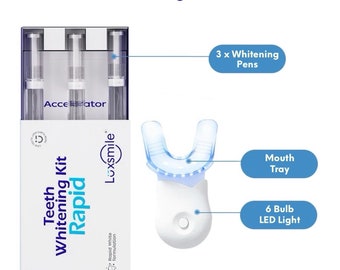 LUXSMILE Schnelle Zahnaufhellung Kit Blau 6 LED-Licht 60 Behandlungen NICHT empfindlich