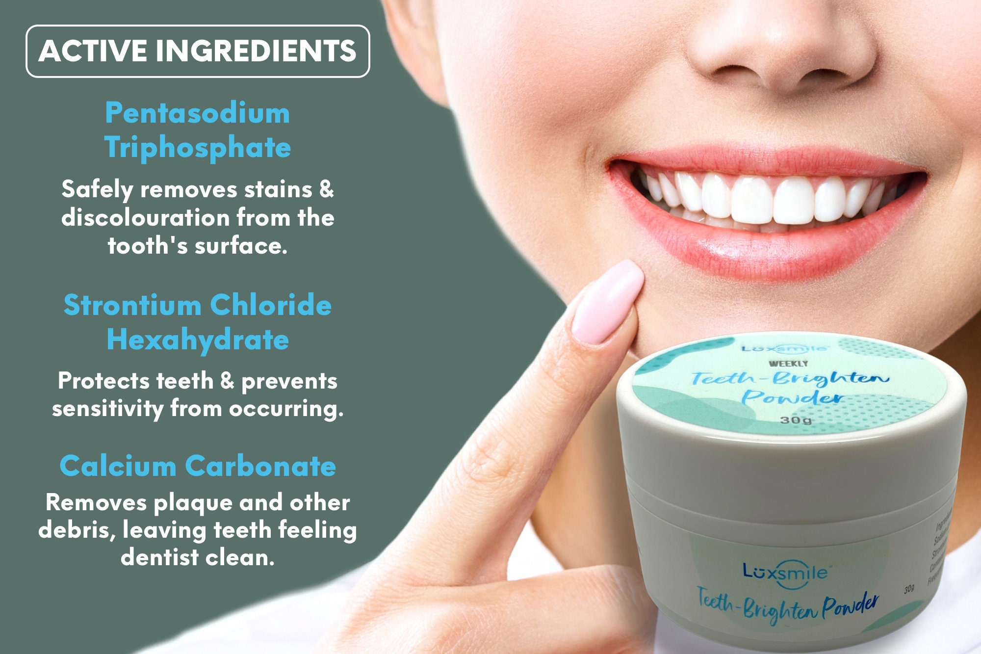 Translucent Teeth Supplement LUXSMILE Weekly Teeth Whitening Powder 12 Months Supply Teeth Brighter ...
