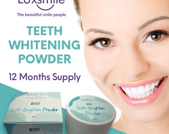 LUXSMILE Weekly Teeth Whitening Powder 12 Monate Versorgung Teeth Brighter Powder. Weißere Zähne, unempfindlich, nicht Peroxid, Emaille sicher