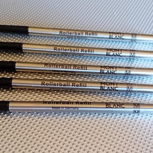 Cinque Ricariche di Inchiostro Nero per Penna ROLLERBALL Tipo MONT BLANC