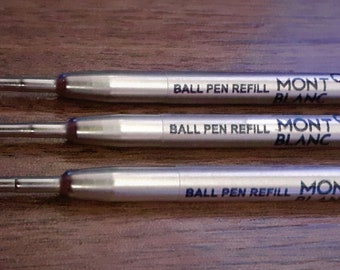 Three Blue Ink Refills for BALLPOINT Pen MONT BLANC Type with a New Velvet Case