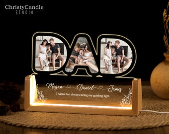 Personalisiertes Foto-Nachtlicht - Geschenke für Papa, Vatertagsgeschenke, Benutzerdefiniertes Acryl, Namenslicht, Geschenke von Tochter, bester Papa aller Zeiten
