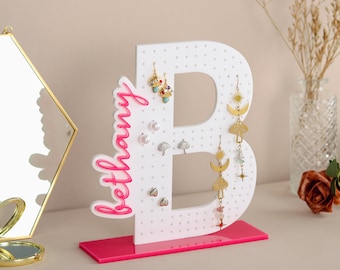 Personalized Acrylic Earring Holder - Birthday Gift for Her, Custom Earring Display, Jewelry Organizer, Teenage Girl Gifts, Gifts for Mom