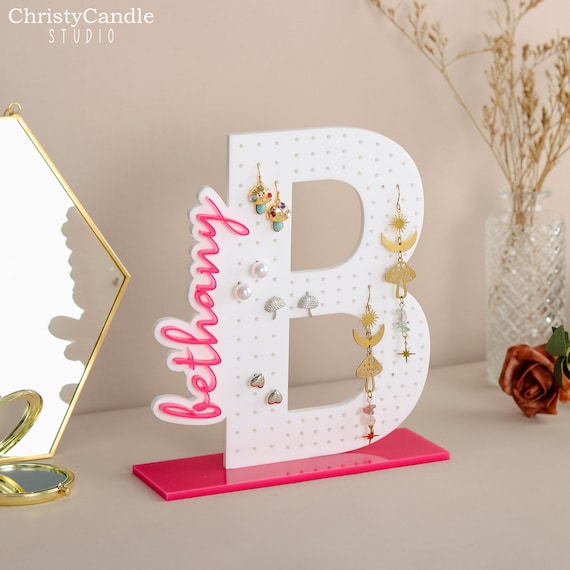 Personalized Acrylic Earring Holder - Birthday Gift for Her, Custom Earring Display, Jewelry Organizer, Teenage Girl Gifts, Gifts for Mom
